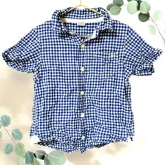 BACKNUMBERKIDS 120 半袖シャツ 青と白のチェック柄