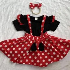 ミニーマウス風コスチューム 半袖 スカート カチューシャセット90cm