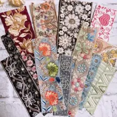 はぎれ　インド刺繍リボン　アソート　パック　2m NO 134