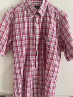 【Sergio Tacchini 】メンズ半袖シャツ M ピンク系チェック