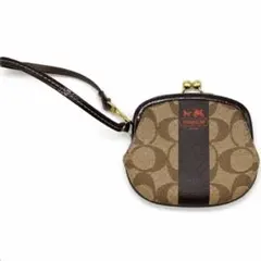 COACH コーチ がま口 コインケース シグネチャー ストラップ付