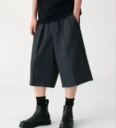 TEXTURE　メンズ　ハーフパンツ　ワイドパンツ　ブラックのサムネイル
