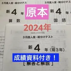 サピックス新4年3月入室・組分けテスト2024年原本❗️