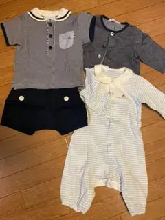 ベベ　セーラー風上下セット　ファミリア上着　ファミリアロンパース