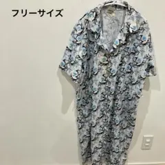 海外古着✨️花柄 【フリーサイズ】半袖ワンピース 夏服 派手 膝丈