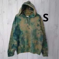 タイダイ染め スウェット パーカー Sサイズ (カーキ)