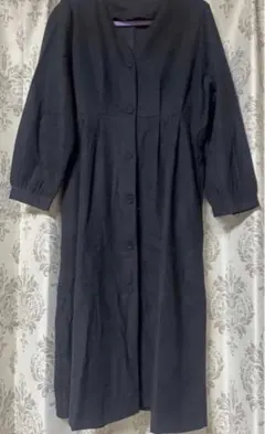 【期間限定】韓国 黒 長袖 春 秋 無地 ゆったり ロングワンピース 未使用