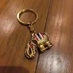 タイ 象 キーホルダー ゴールドカラー