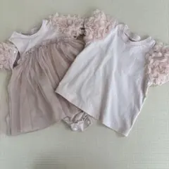 姉妹リンクコーデ　フリル袖Tシャツ/ロンパースセット