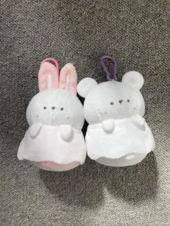 ウサギとクマのぬいぐるみ（ホワイト・ピンク）