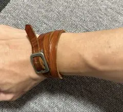 ブラウン レザーラップベルト メタルバックル