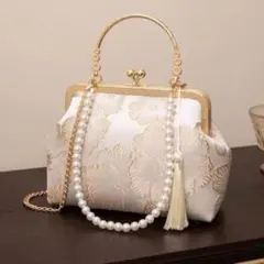 パーティ バッグ がま口 パール 花柄 ゴールド 2way 和装 着物 結婚式