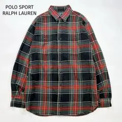 ポロスポーツ ラルフローレン 90s チェック ネルシャツ M 赤緑