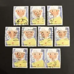 【使用済切手】ふみの日　少女と手紙60円　10枚　昭和63年　1988年