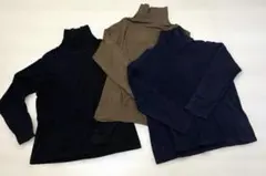 まとめ売り【L】UNIQLO ソフトタッチタートルネックTシャツ　黒茶紺