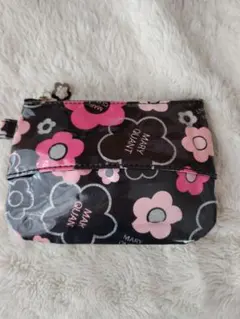 MARY QUANT フラワーティッシュケース黒/ピンク