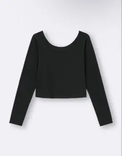 コットンブレンドリブクロップドワイドネックT(長袖)(ドライ)