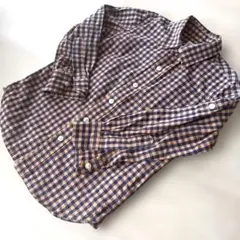 GAP KIDS 長袖チェックシャツ オレンジ ネイビー