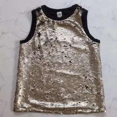ギャップ　タンクトップ　ノースリーブ　スパンコール　ゴールド