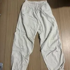 ホワイト ワイドパンツ ゴムウエスト