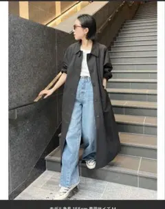 ungrid ステンカラーコート　黒　ロングコート　アウター　ルーズシルエット