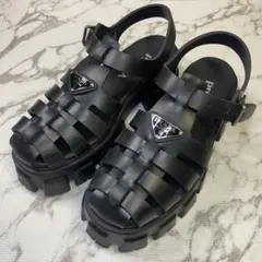 PRADA モノリス ラバーサンダル 39 26cm ブラック レディース 中古のサムネイル
