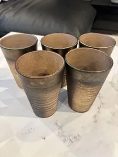 陶器　ビアカップ　タンブラー　5個セット