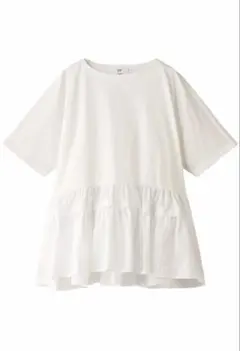 プルミエアロンディスモン　コットンポンチ×タフタトップス　Tシャツ　ホワイトのサムネイル