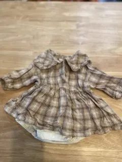 茶色系チェック柄ワンピース