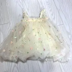 【いちご様専用】花柄刺繍の薄黄色ベビードレス