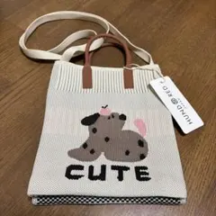 新品未使用　ショルダーバック　犬のイラスト