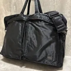 ロゴタグ美品✨PORTER タンカー 2way ビジネスバッグ 2層式 黒A4可