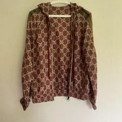 GUCCIグッチ正規GG柄シェリーラインゴールド金ロゴジップパーカージャケット GUCCIグッチ正規GG柄シェリーラインゴールド金ロゴジップパーカー