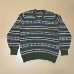 90s CHAPS ラルフローレン フェアアイル柄 Vネック ニット LL XL
