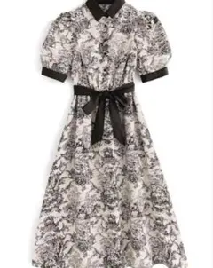 GRL グレイル トワルドジュイ柄 シャツワンピース ウエストリボン nr352