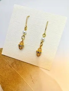 ハンドメイド ピアス パール ゴールド 揺れる 大人可愛い 上品 韓国 結婚式