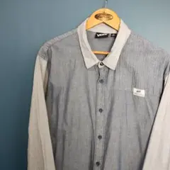 USA古着　バンズVANS 長袖シャツ XL ヘリンボーン　切り替えシャンブレー