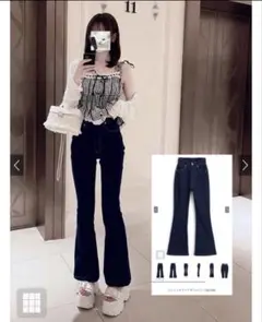 GRL ストレッチフレアデニムパンツ[qu156]Mサイズのサムネイル