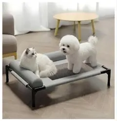 ペットベッド 犬 猫 夏用 コット 高床式 メッシュ 洗える Mサイズ グレーのサムネイル