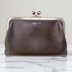 極美品❗️　agnes b.　アニエスベー　がまぐち　レザー　ケース agnes b. アニエスベー 財布 二つ折り レザー がま口 バイカラー