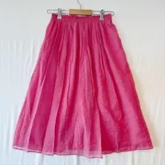 H&M フレアスカート ミディ丈 ピンク 春カラー シアー XSのサムネイル