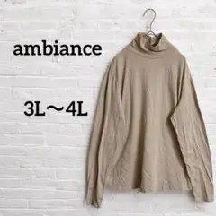海外古着ambiance 【3L〜4L】タートルネック長袖トップスピンクベージュ