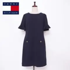 トミーヒルフィガー ストレッチジャージーワンピース ミモレ丈 紺 8*HD804