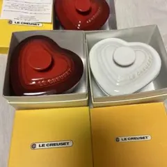 LE CREUSET ハート型 ラムカン 蓋付き 3個セット　ル・クルーゼ　紅白のサムネイル
