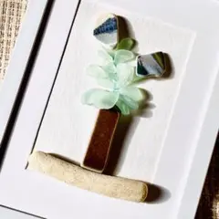 シーグラスアートNo.30『青い花の蕾』