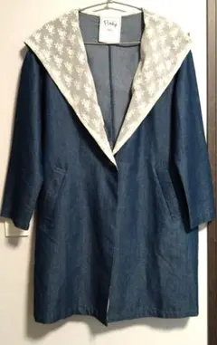 【美品】アズノゥアズ　レースフード付きデニムコート