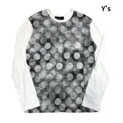 Y's ワイズ ポルカドット ロングスリーブ Tシャツ ロンT 長袖 カットソー