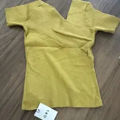 イエロー 半袖ニット Mサイズ