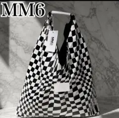 未使用　MM6 ジャパニーズバッグ トートバッグ　チェック　白　黒　タグ付きのサムネイル