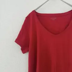 アテンション 無地 Tシャツ Vネック 半袖 XL 赤 綿100% カジュアルのサムネイル